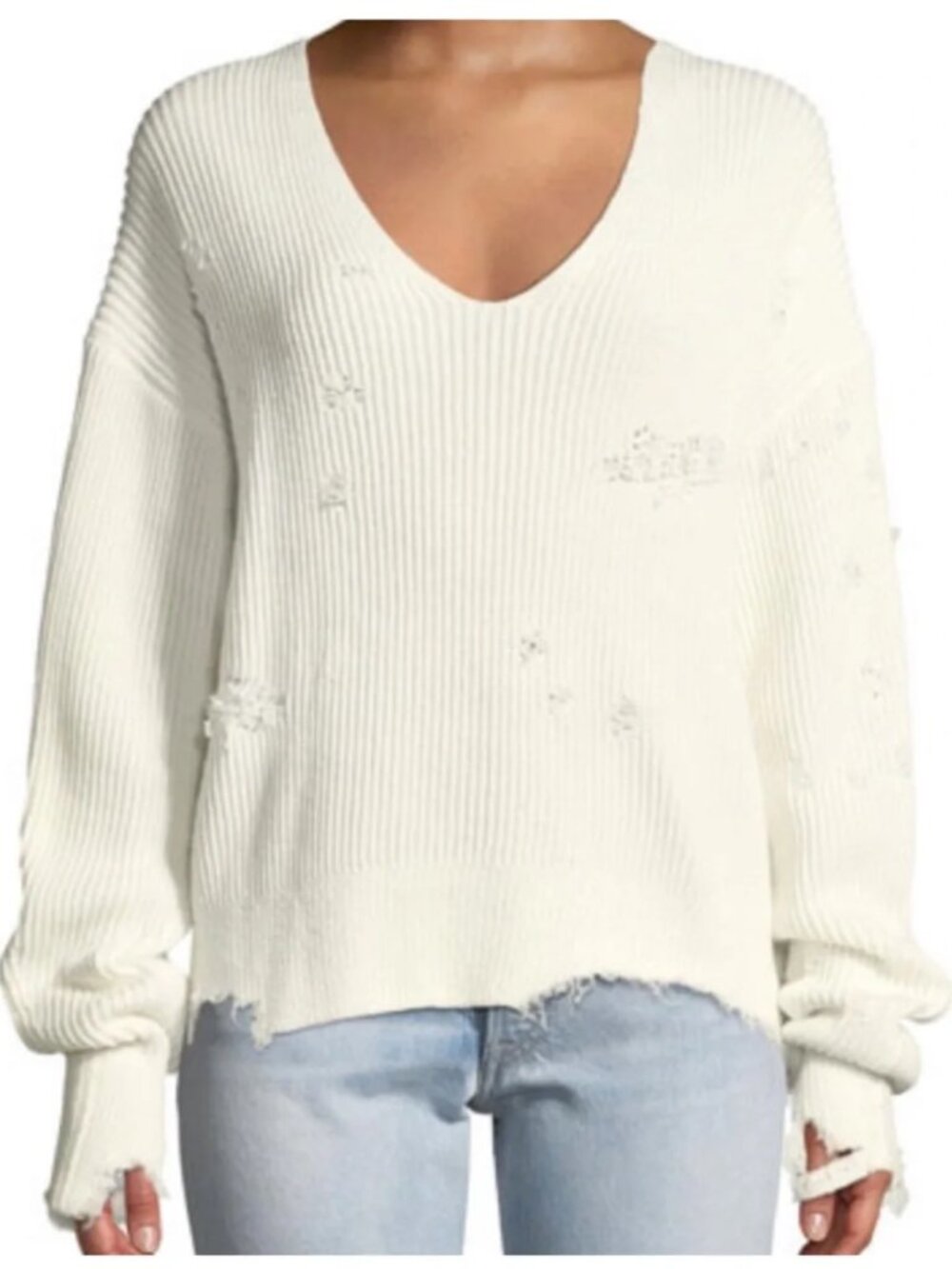 Helmut Lang Distressed Cotton Sweater